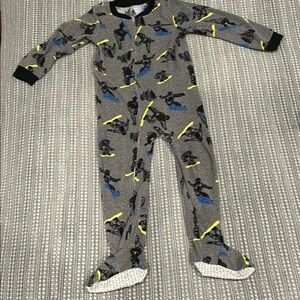 Gray Kids One Piece Fleece with Black and Blue Print